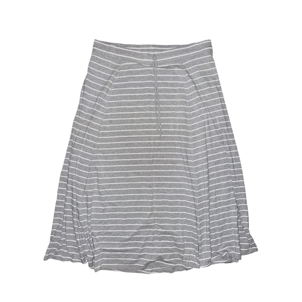 ND1 Talbots 3X‎ Gray White Striped Knit A Line Maxi Skirt Elastic Waist Casual